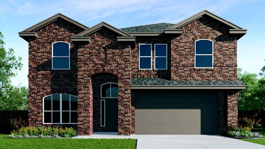 Representative exterior photo of a completed home built from the The Redrock by D.R. Horton in Viridian, Lubbock, TX (Image 2). Representative exterior photo of a completed home built from the The Redrock by D.R. Horton in Viridian, Lubbock, TX (Image 2).