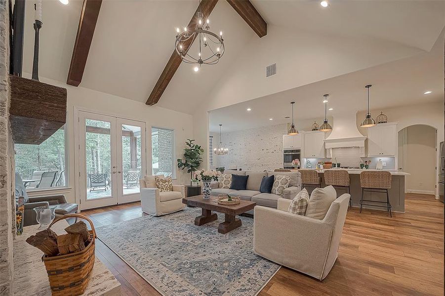 French doors leading guests to the vaulted patio with "killer" view.