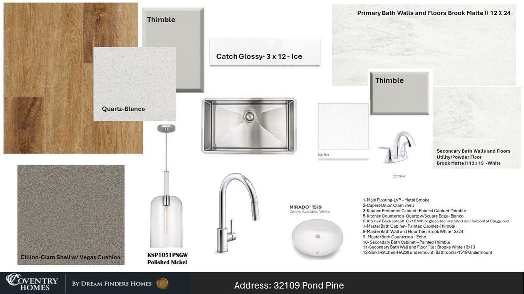 Sample of building materials used in homes in The Meadows at Imperial Oaks, Conroe (Image 5).