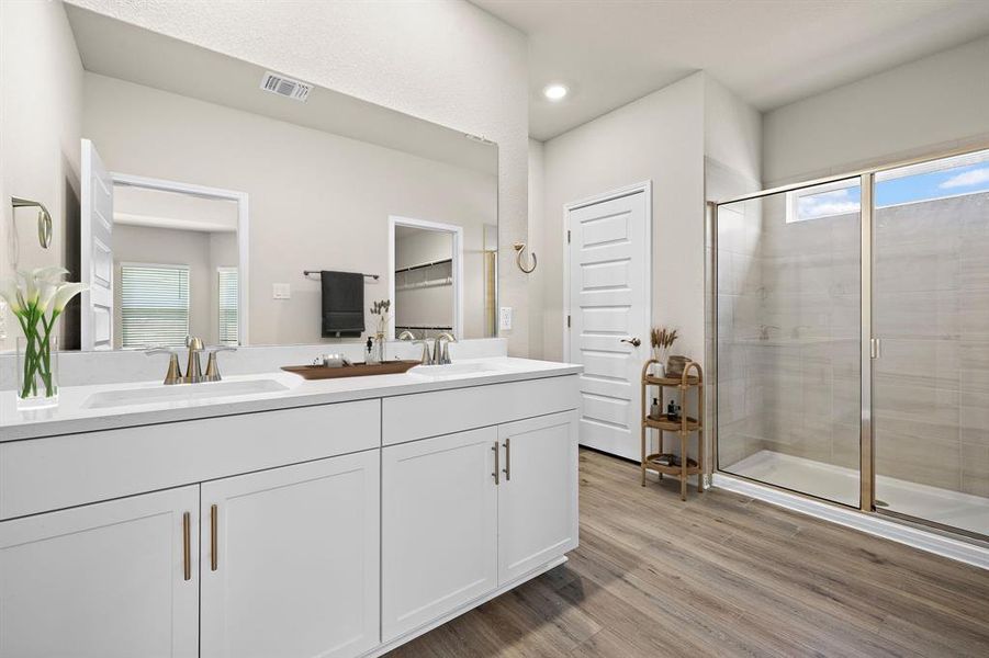 Primary bathroom with walk-in shower