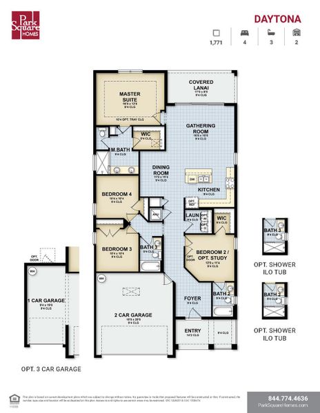 2D floor plan layout for the Daytona by Park Square Residential in Leela Reserve, Tavares, FL (Image 3).