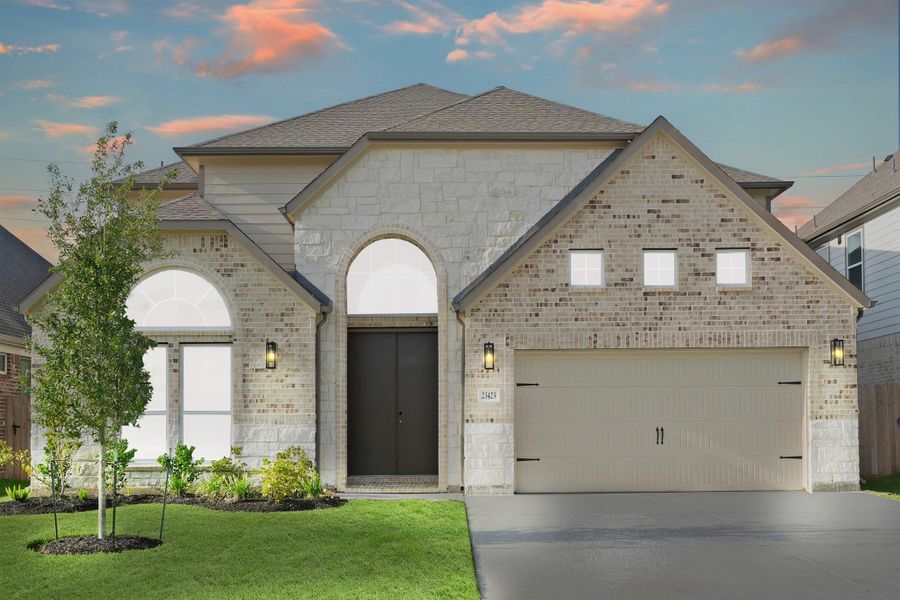 Front exterior of a new home in Morton Creek Ranch, Katy, TX, highlighting curb appeal (Image 15). Front exterior of a new home in Morton Creek Ranch, Katy, TX, highlighting curb appeal (Image 15).