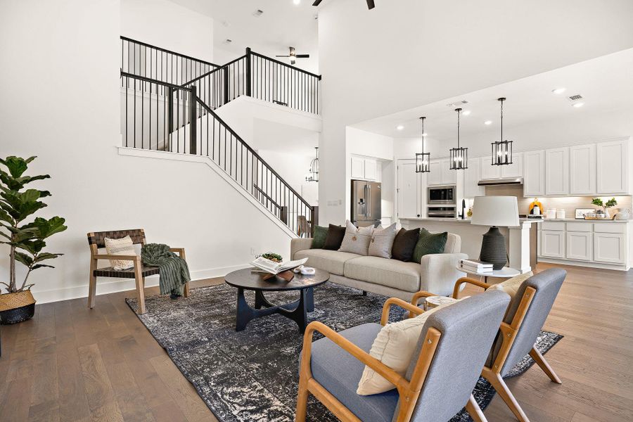 A living room large enough for that oversized sectional you've been eyeing. A living room large enough for that oversized sectional you've been eyeing.