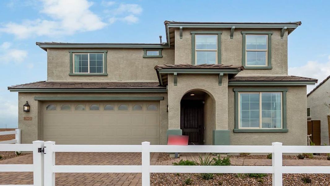Representative exterior photo of a completed home built from the Paisley by Taylor Morrison in Paradisi Discovery Collection, Surprise, AZ (Image 23).