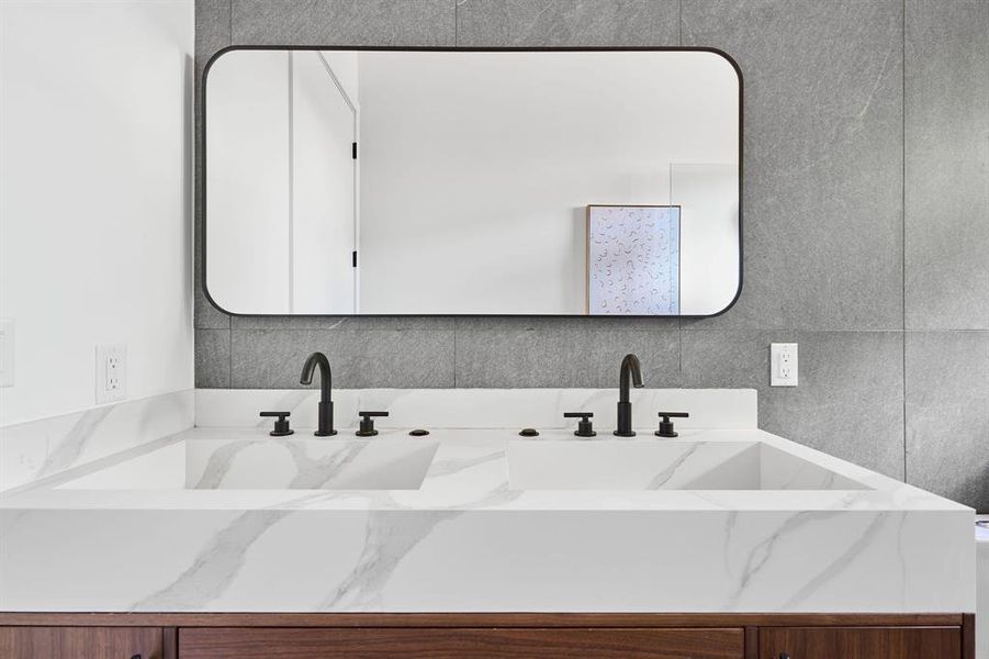 Custom 1 Piece Stone Double Vanity