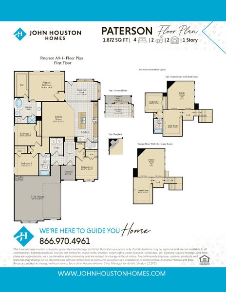 2D floor plan layout for the Paterson by John Houston Homes in Vista Point, Grandview, TX (Image 1). 2D floor plan layout for the Paterson by John Houston Homes in Vista Point, Grandview, TX (Image 1).