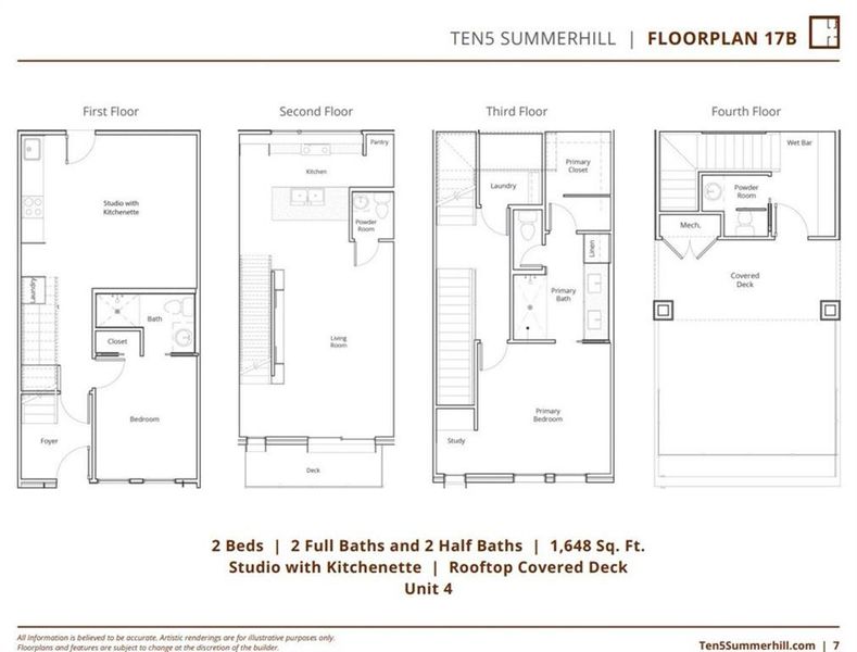 2D floor plan layout of this home in Ten 5 Summerhill, Atlanta, GA (Image 4).