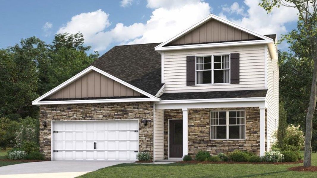 Front exterior of a new home in Lone Oaks Farm, Cleveland, TN, highlighting curb appeal (Image 1). Front exterior of a new home in Lone Oaks Farm, Cleveland, TN, highlighting curb appeal (Image 1).