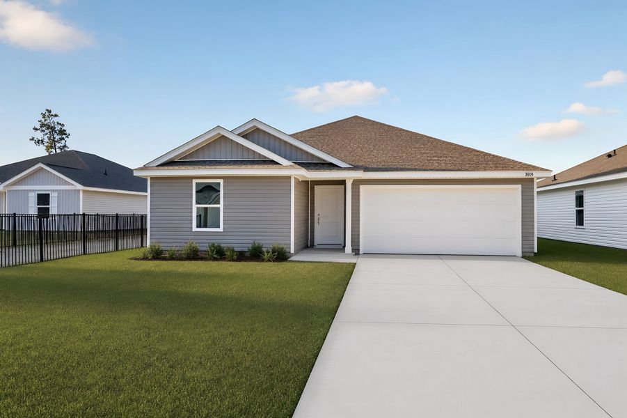 Front exterior of a new home in Magnolia Ridge, Panama City, FL, highlighting curb appeal (Image 1). Front exterior of a new home in Magnolia Ridge, Panama City, FL, highlighting curb appeal (Image 1).