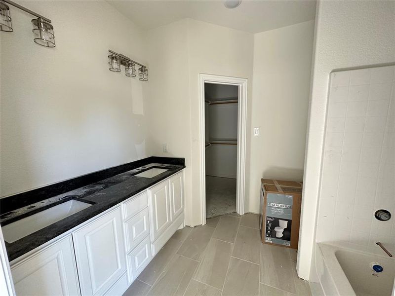 Bathroom featuring vanity and a bathtub