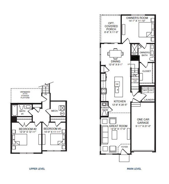 2D floor plan layout for the Nassau Cove by Ryan Homes in Middle Creek Village Single Family Homes, Bolivia, NC (Image 2).