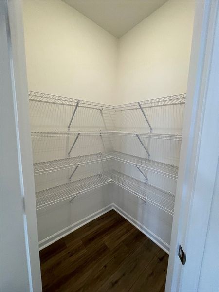 This spacious closet offers wire shelving for opti