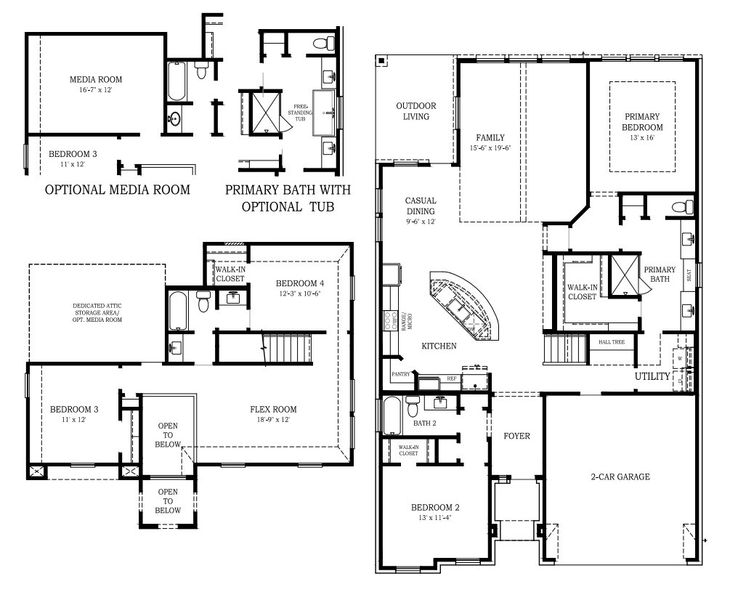 2D floor plan layout for the Madison by Chesmar Homes in Lakes of Cane Island, Katy, TX (Image 4).