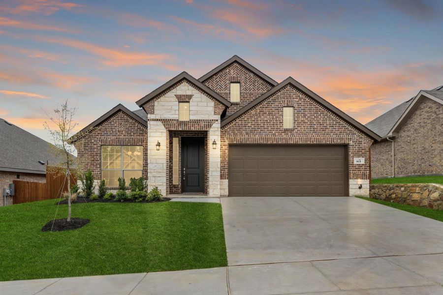 Elevation D with Stone | Concept 2065 at Chisholm Hills in Cleburne, TX by Landsea Homes