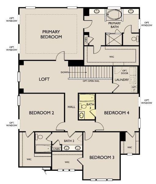 2D floor plan layout of this home in Arbors at Richland Creek, Buford, GA (Image 4).