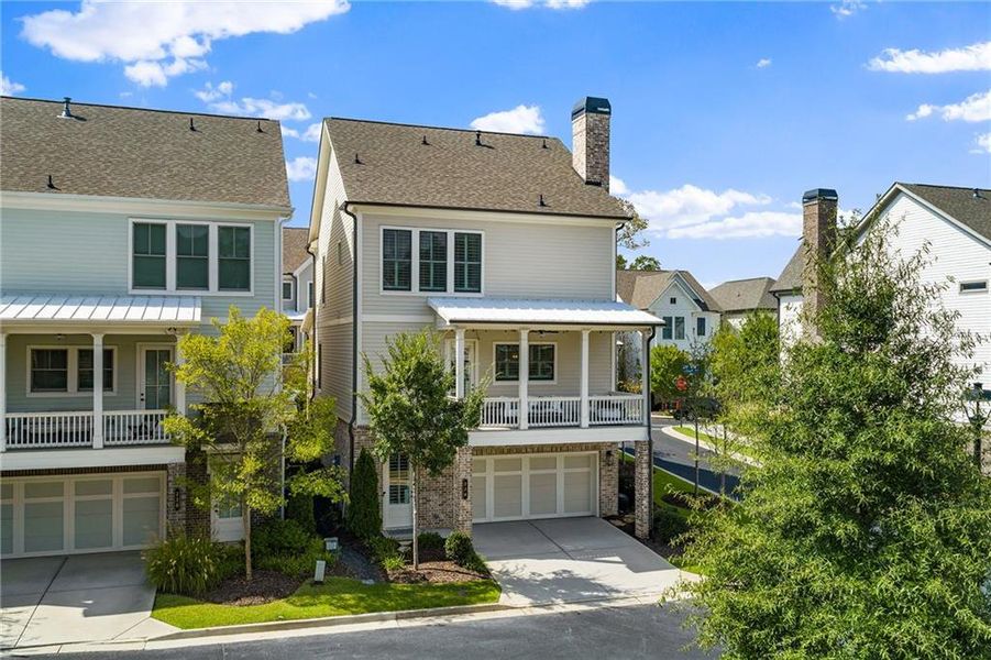 Front exterior of a new home in Manning on the Square, Alpharetta, GA, highlighting curb appeal (Image 22).