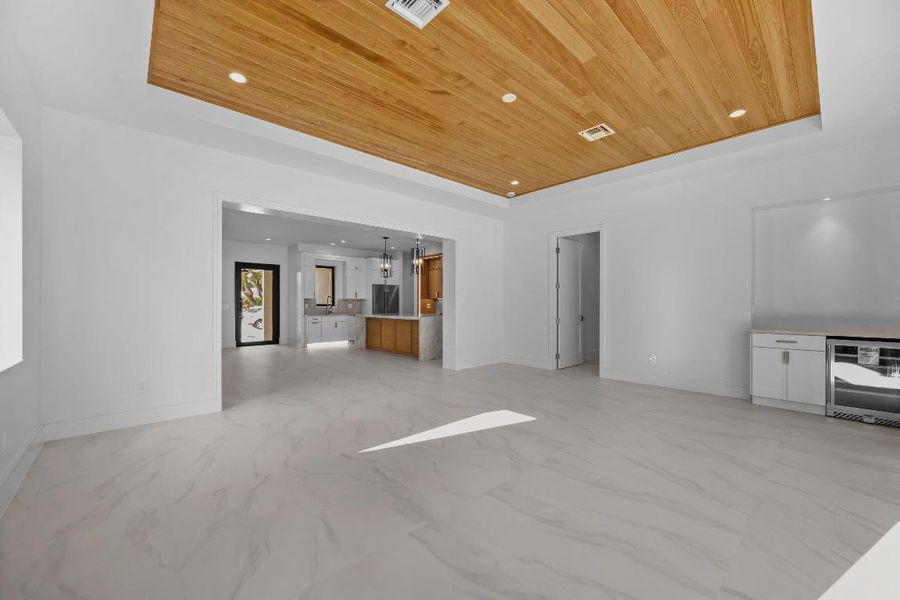 Living Room with built-in wine fridge