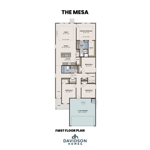 2D floor plan layout for the The Mesa A by Davidson Homes LLC in Fairway Crossing, Converse, TX (Image 2). 2D floor plan layout for the The Mesa A by Davidson Homes LLC in Fairway Crossing, Converse, TX (Image 2).