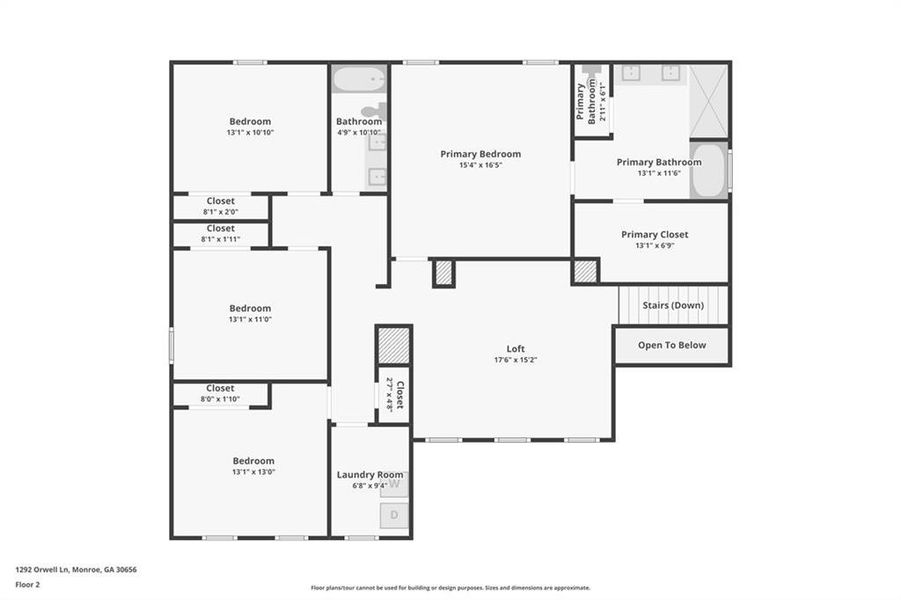 2D floor plan layout of this home in River Pointe, Monroe, GA (Image 5).