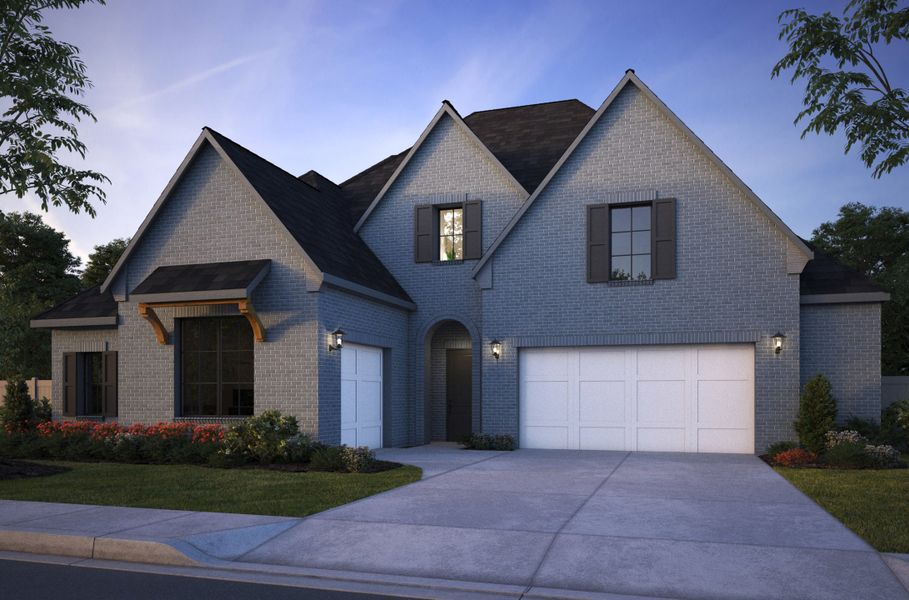 Representative exterior photo of a completed home built from the Brenham III by Southgate Homes in Windsong Ranch 71' Series, Prosper, TX (Image 2). Representative exterior photo of a completed home built from the Brenham III by Southgate Homes in Windsong Ranch 71' Series, Prosper, TX (Image 2).