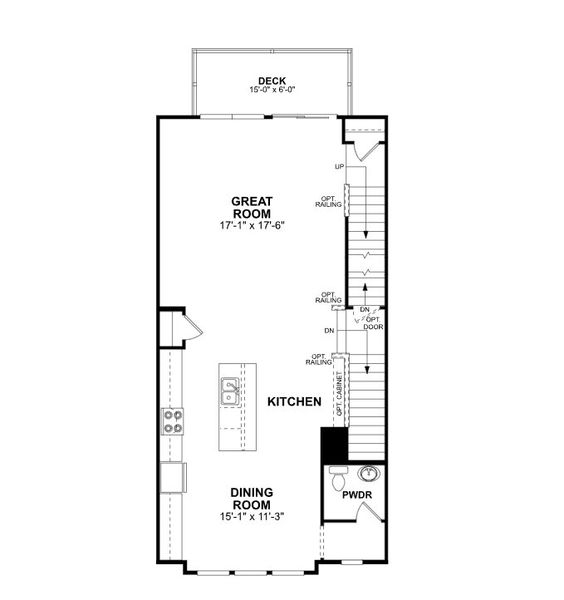 2D floor plan layout of this home in Green Level Trail Townhomes, Apex, NC (Image 7).