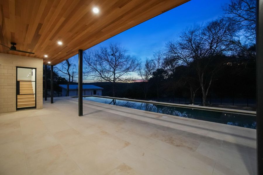 Pool patio with bath
