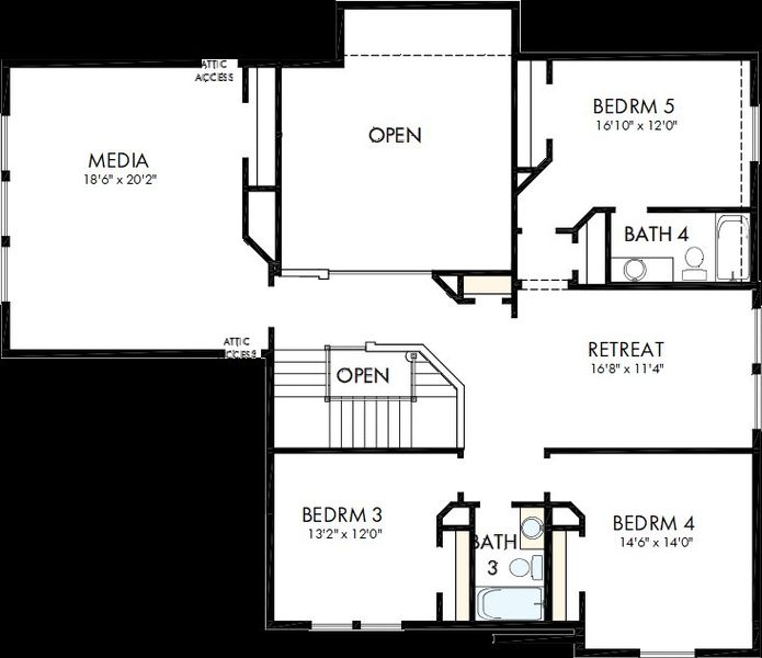 2D floor plan layout of this home in Sienna - Parkview Collection, Missouri City, TX (Image 3). 2D floor plan layout of this home in Sienna - Parkview Collection, Missouri City, TX (Image 3).