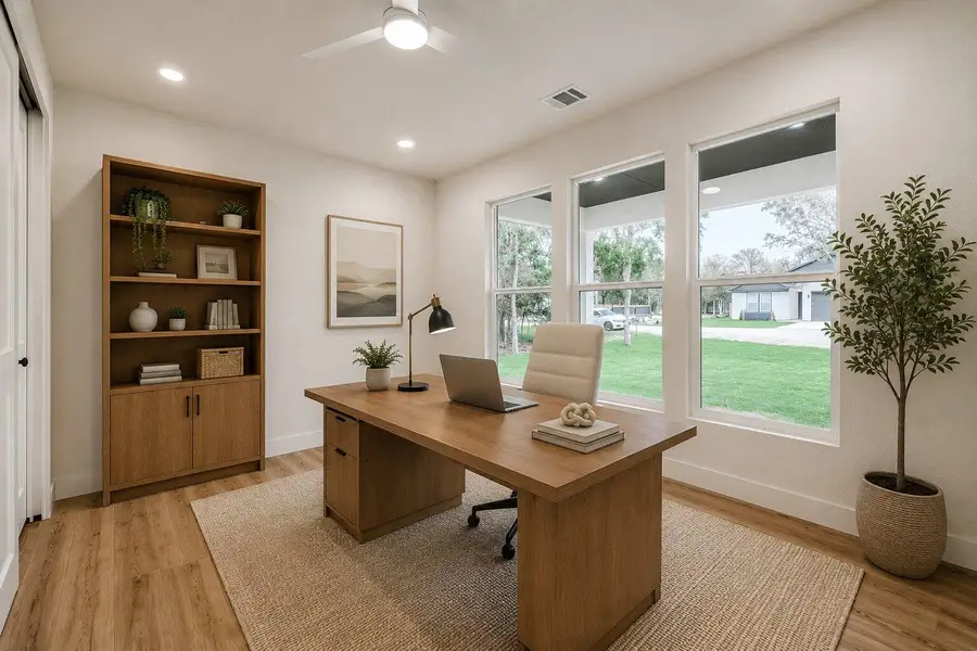 Bedroom Virtually Staged as Home Office