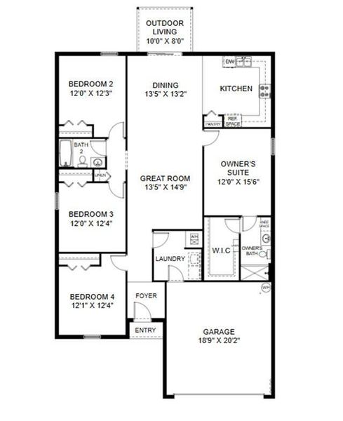 2D floor plan layout of this home in Mallard Landing, Okeechobee, FL (Image 2).