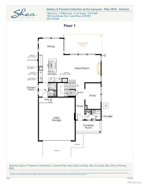 2D floor plan layout of this home in Portrait at The Canyons, Castle Pines, CO (Image 4).