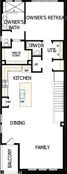 2D floor plan layout of this home in Kinston Mainstreet Townhomes, Loveland, CO (Image 3).