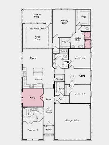 Additional Highlights Include: Slide in tub at primary bath and study in place of flex.