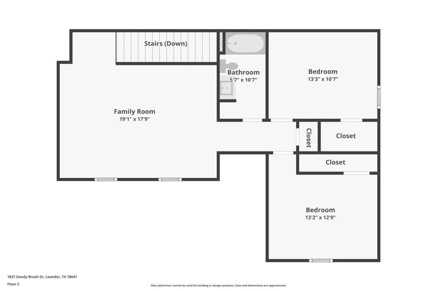2D floor plan layout of this home in Bar W Ranch, Leander, TX (Image 4).