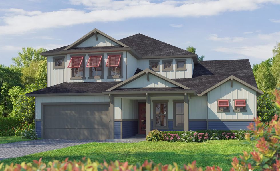 Representative exterior photo of a completed home built from the Palos Verdes by ICI Homes in Weslyn Park at Sunbridge, St. Cloud, FL (Image 3).
