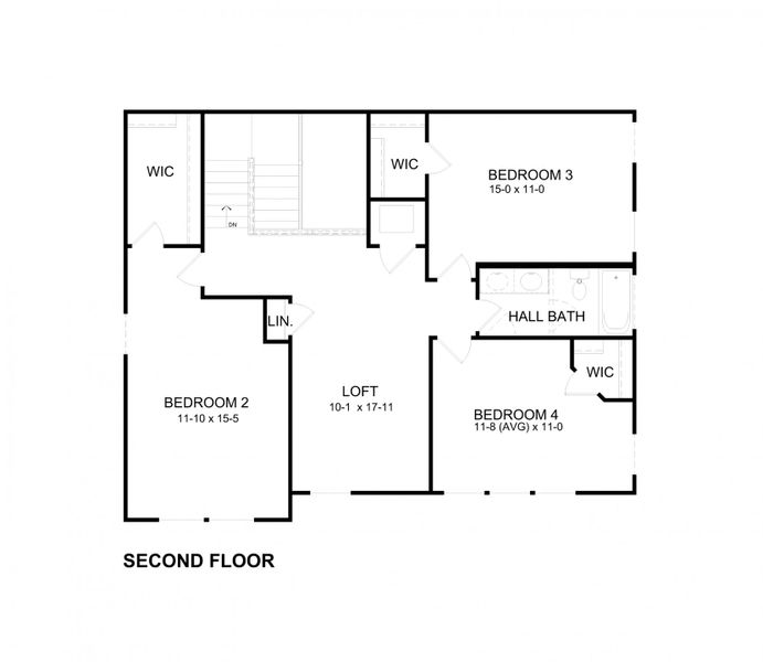 2D floor plan layout for the Ivy by Fischer Homes in Salt Grass at Ward Creek, Panama City Beach, FL (Image 4).