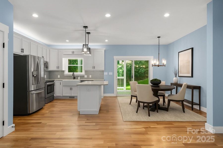 Virtually staged dining area