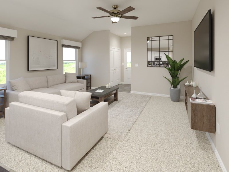 Furnished interior view inside a new home in Cibolo Hills West - Spring Series, Fort Worth (Image 5). Furnished interior view inside a new home in Cibolo Hills West - Spring Series, Fort Worth (Image 5).