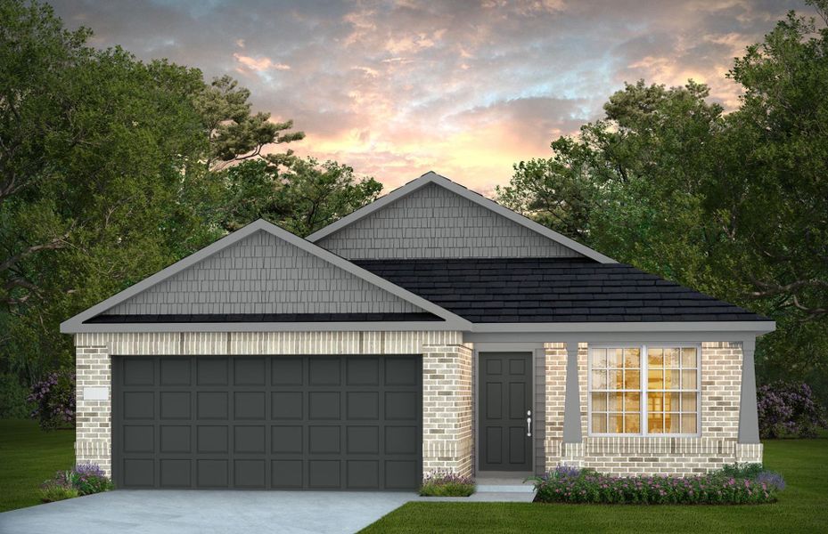 Representative exterior photo of a completed home built from the Independence by Centex in Pinara Pines, Conroe, TX (Image 2). Representative exterior photo of a completed home built from the Independence by Centex in Pinara Pines, Conroe, TX (Image 2).