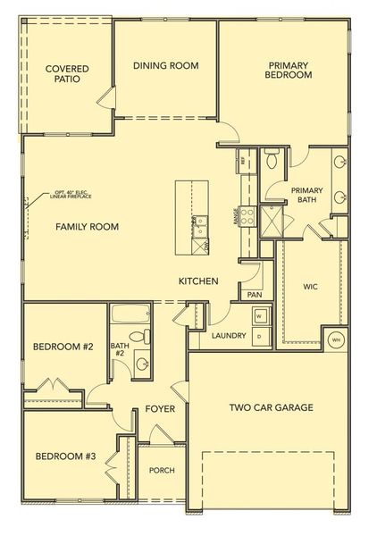 2D floor plan layout for the Hawthorne by Kerley Family Homes in Pevensie Manor, Powder Springs, GA (Image 3).
