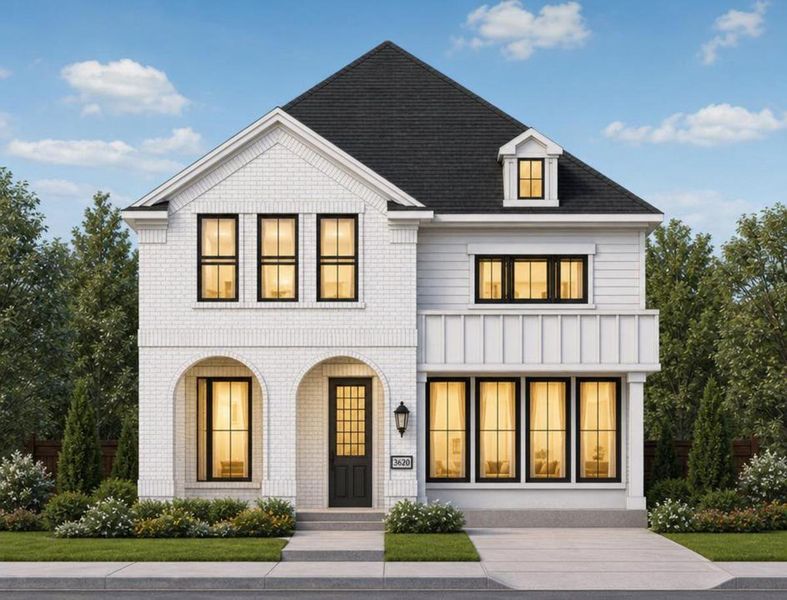 Representative exterior photo of a completed home built from the Royal Bradford by Grand Homes in Trails at Cottonwood Creek, Rowlett, TX (Image 21). Representative exterior photo of a completed home built from the Royal Bradford by Grand Homes in Trails at Cottonwood Creek, Rowlett, TX (Image 21).