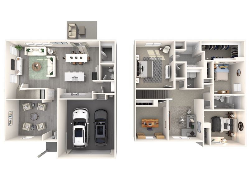 2D floor plan layout for the Brentwood by Meritage Homes in Chatham Forest, Duncan, SC (Image 4).