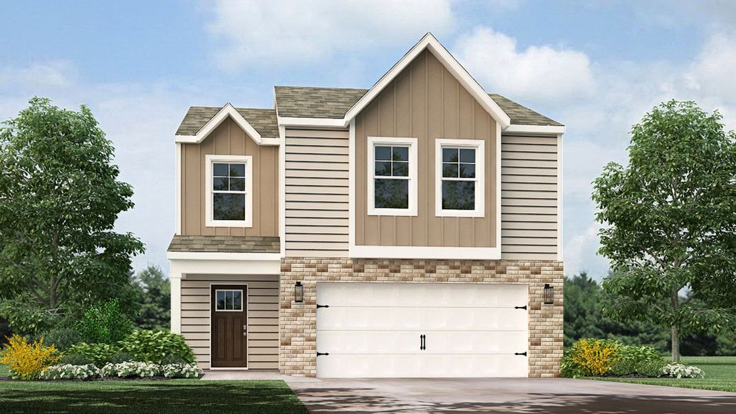 Front exterior of a new home in Price's Point, Knoxville, TN, highlighting curb appeal (Image 1). Front exterior of a new home in Price's Point, Knoxville, TN, highlighting curb appeal (Image 1).