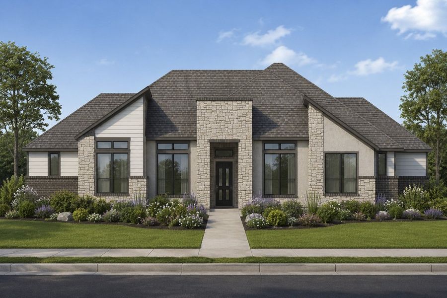Representative exterior photo of a completed home built from the The Woodhaven by Lillian Custom Homes in Emerson Farms, Rockwall, TX (Image 6). Representative exterior photo of a completed home built from the The Woodhaven by Lillian Custom Homes in Emerson Farms, Rockwall, TX (Image 6).