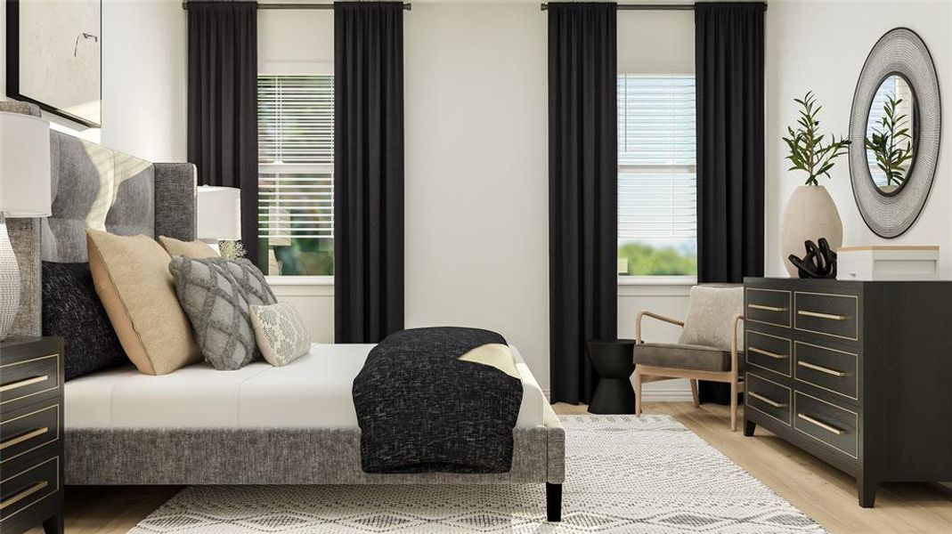 Bedroom with light wood-type flooring