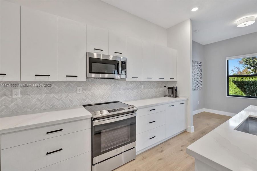 Galley style kitchen with room for a breakfast table