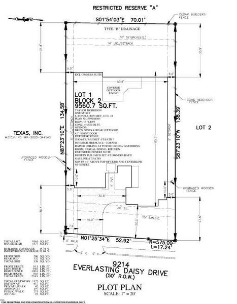 9214 Everlasting Daisy Drive Preliminary Plot Plan 9214 Everlasting Daisy Drive Preliminary Plot Plan