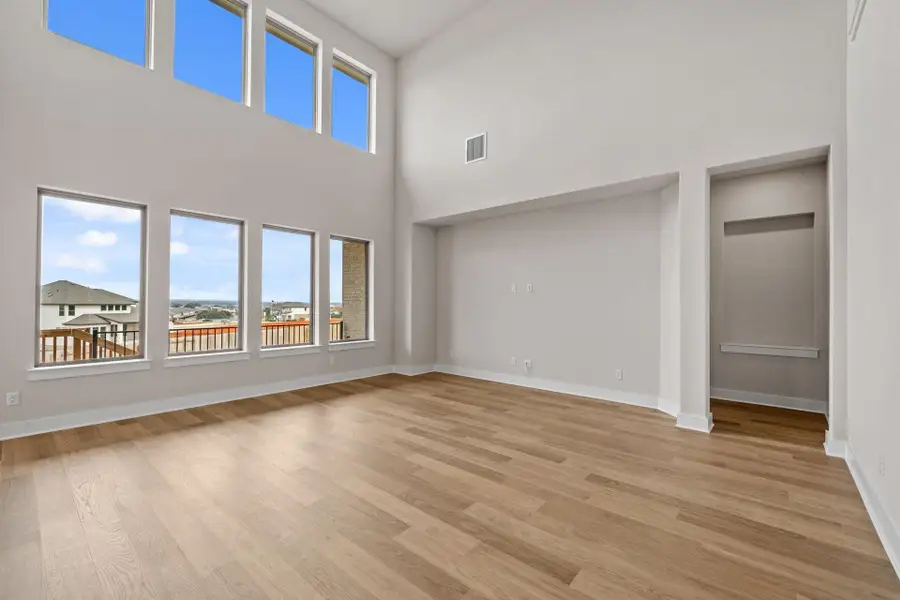 Family Room with soaring ceiling