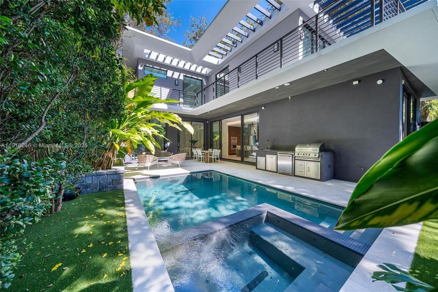 Exterior details and patio area of a home in , Miami (Image 1). Exterior details and patio area of a home in , Miami (Image 1).