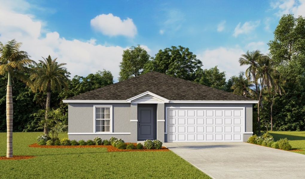 Representative exterior photo of a completed home built from the DUNDEE by D.R. Horton in Cove at West Port - Express, Port Charlotte, FL (Image 2).