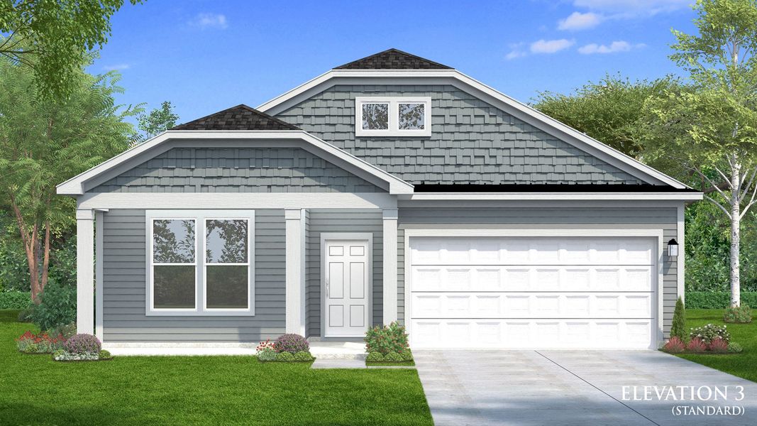 Representative exterior photo of a completed home built from the Chelsea by DRB Homes in Mason Glenn, Franklinton, NC (Image 11).